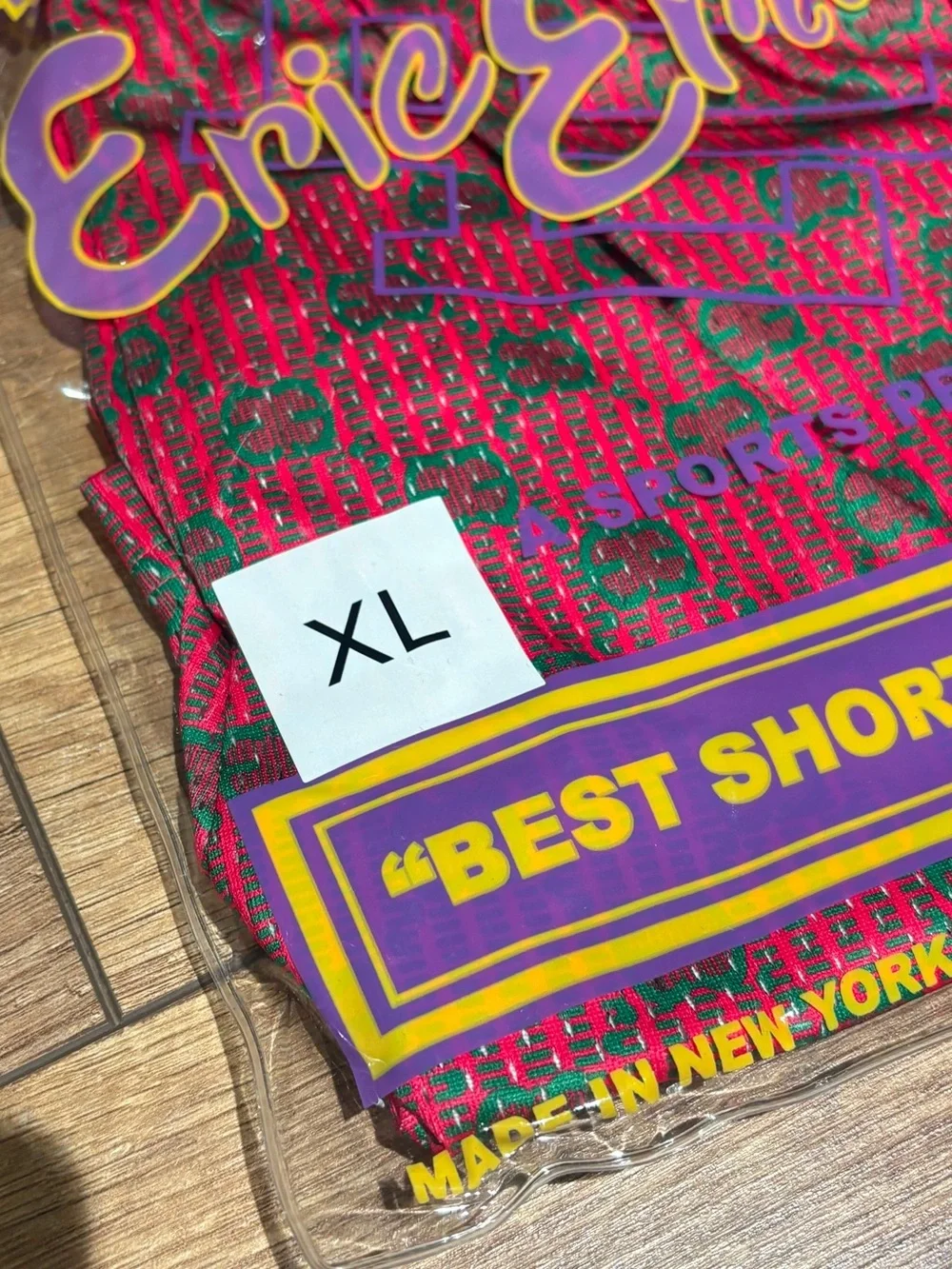 Eric Emanuel EE x Gucci Collab Red and Green Mesh Shorts Brand New